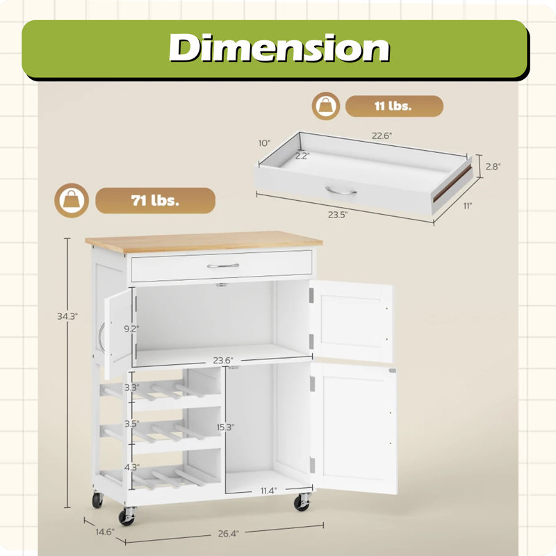 Portable Kitchen Cart,Mobile Kitchen Island