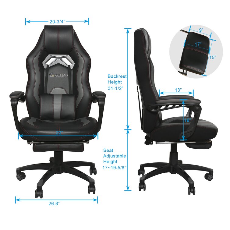 Inbox Zero Avenell Adjustable Reclining Ergonomic Faux Leather