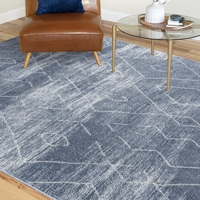 Tapis bleu / gris Aavin, Rectangle 7 pi 11 po x 10 pi 3 po
