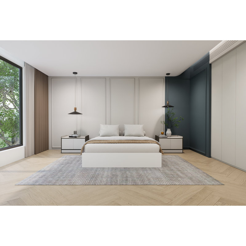Lit plateforme Modern, Blanc / Blanc