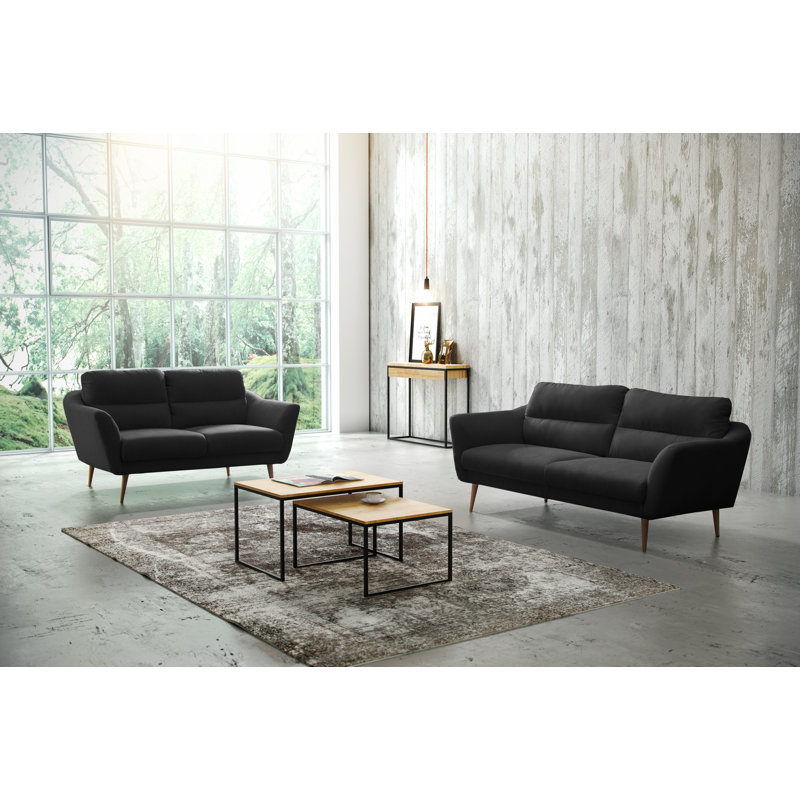 Rock 66Cm Wide Square Footstool Ottoman, Black