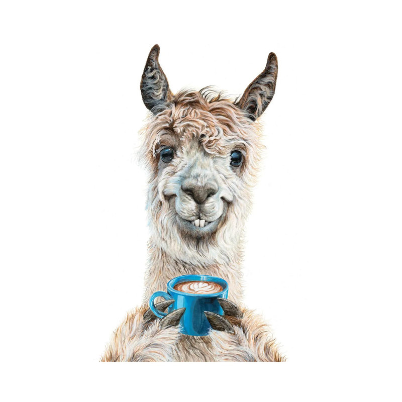 Llama Latte by Holly Simental - Print on Canvas, 101.6 cm H x 66.04 cm W x 1.91 cm D, Wrapped Canvas