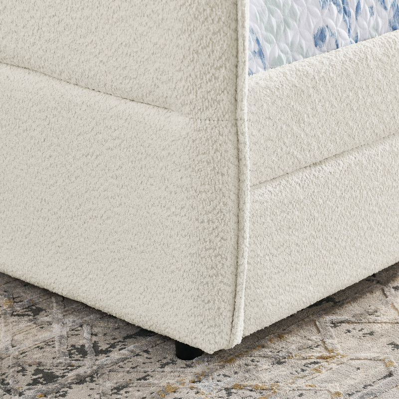 Lit de jour: canapé-lit capitonné, Beige, Grand