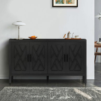 Armoire décorative de style campagnard 60 pouces avec 4 portes et tablette réglable