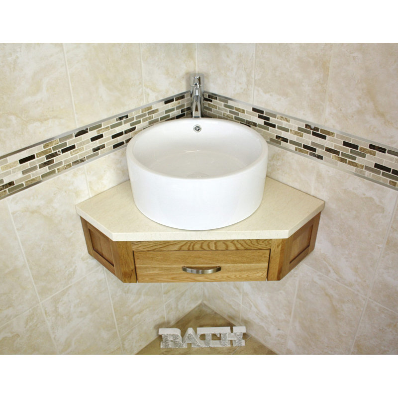 Covell 550 mm Single Vanity with Vessel Stone Basin, Cream Marble