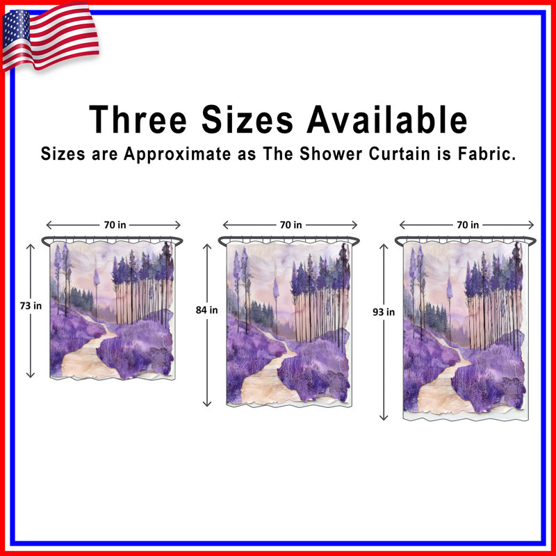 Lavender Forest Path Shower Curtains Extra Long, 70in W x 72in H