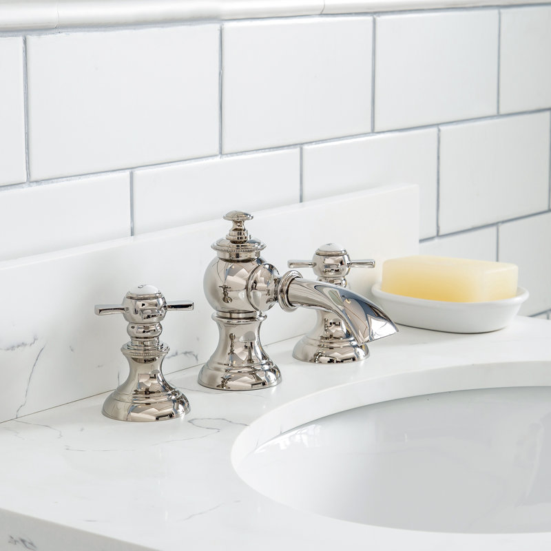 Erath 2-handle Bathroom Faucet with Drain Assembly, Polished Nickel, Flat Cross