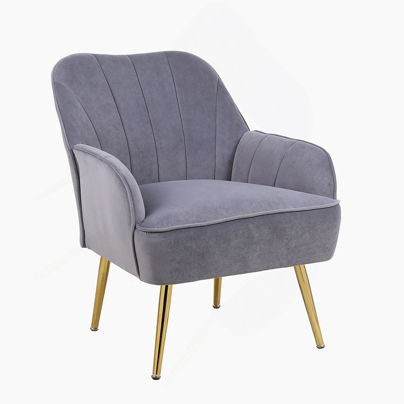 Fauteuil confortable en velours de fabrication robuste pour diverses pièces, Gris