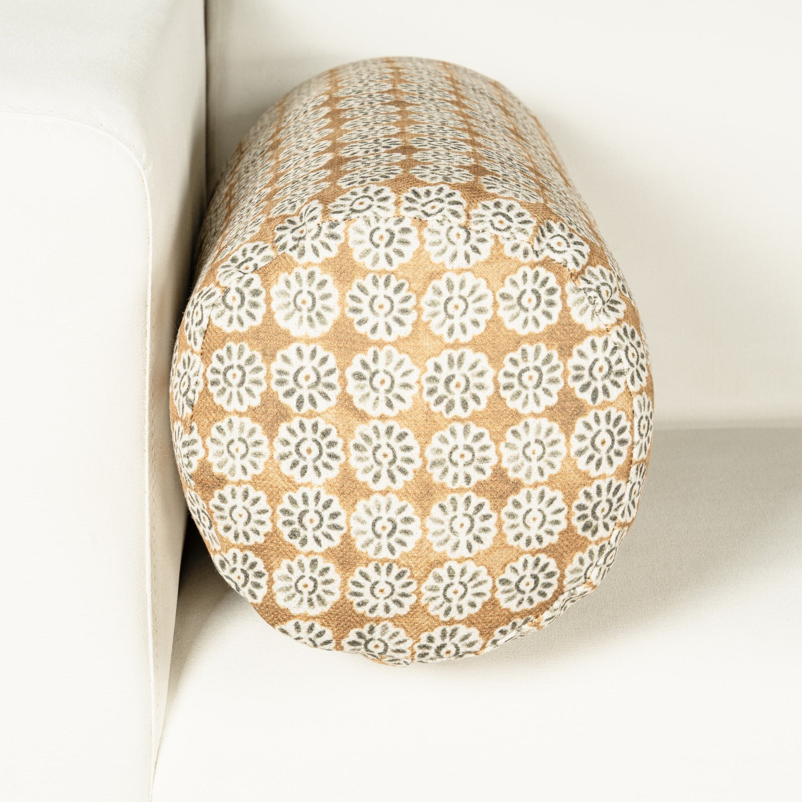 Hansah Throw Pillow, Saffron Geometric, Bolster 8"H x 21"W, Polyester