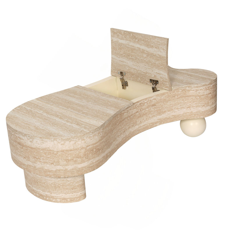 Irregular Coffee Table with flip top and hidden storage compartment