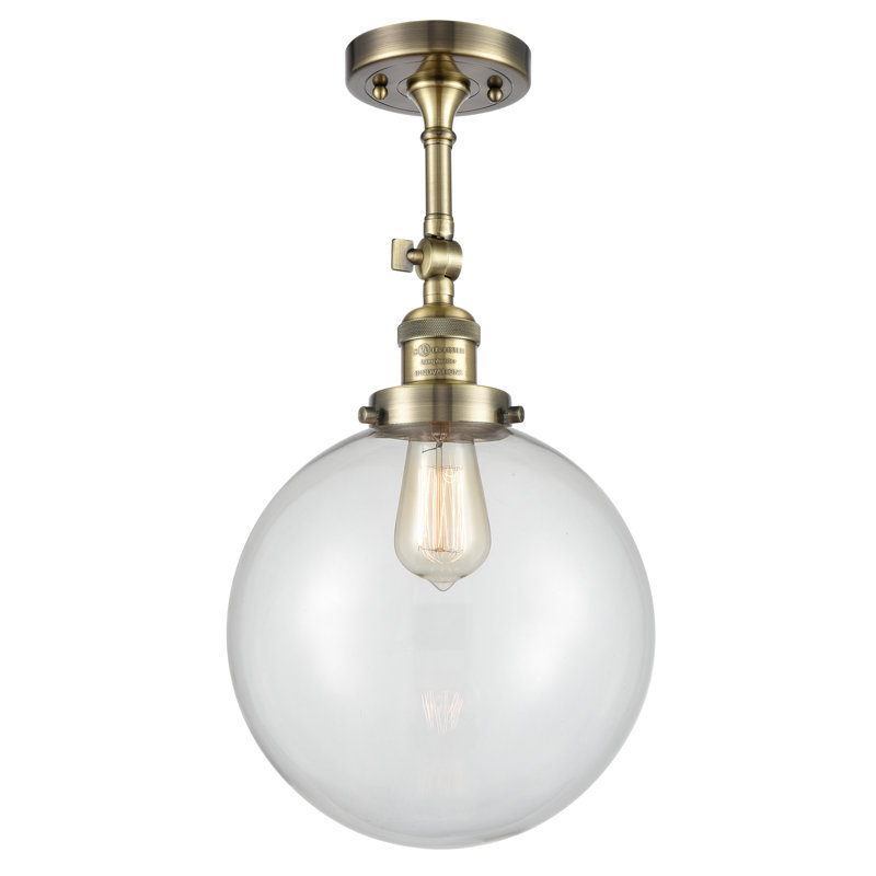 Plafonnier semi-encastré 10 po Zarmayr, Ampoule DEL 6 watts Vinage, Transparent, Or satiné