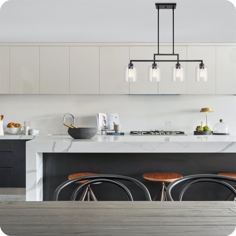 Kira Home 4 - Light Dimmable Kitchen Island Modern Linear Chandelier ...