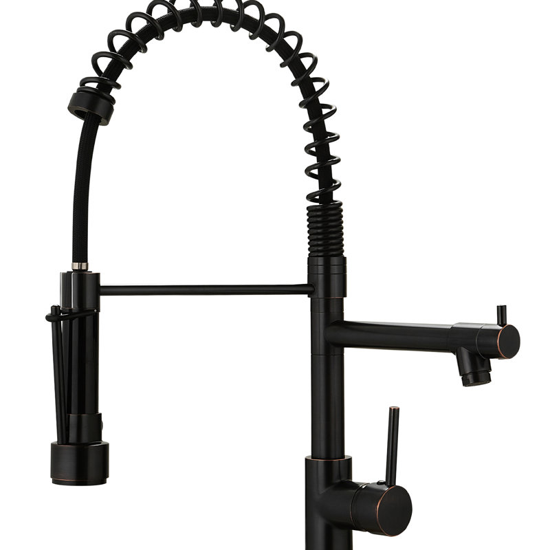 Oil-Rubbed Bronze Kitchen Faucet With Pull Down , Single Handle, 360 Degree Spin, Ceramic Filler, Contemporary Appliance Spray, Finish, Rotation, Modern Gadget