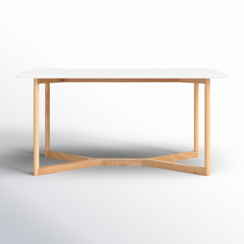 Gia White and Natural Wood Rectangular Dining Table