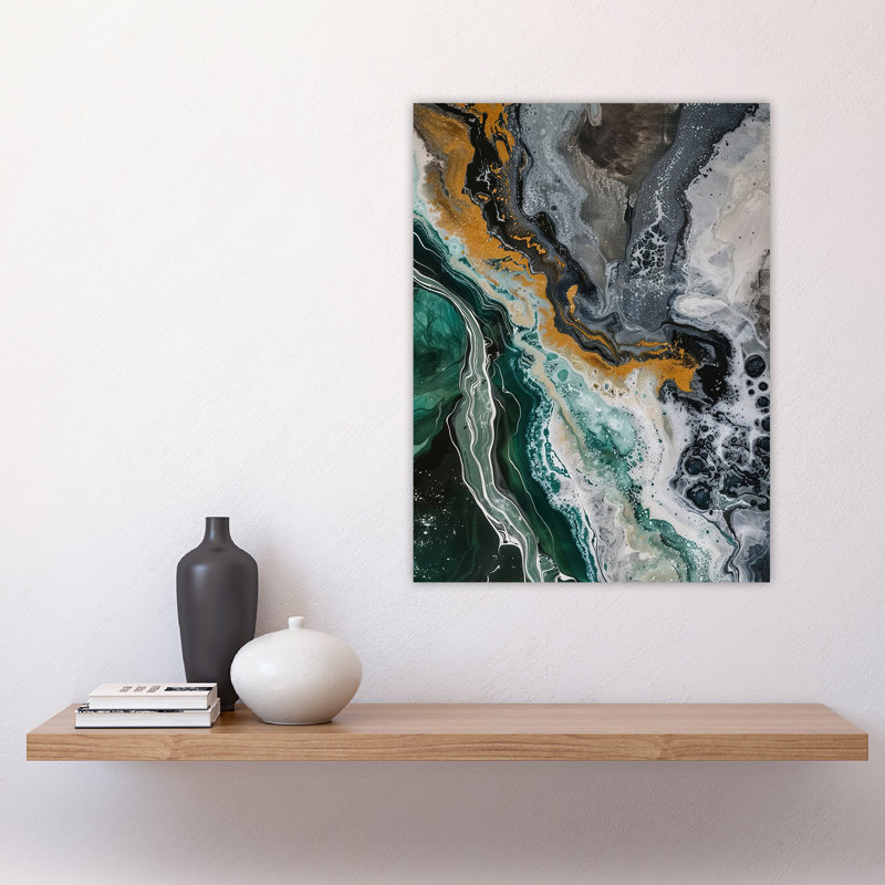 Liquid Paint Grey Abstract Painting Wall Art Print