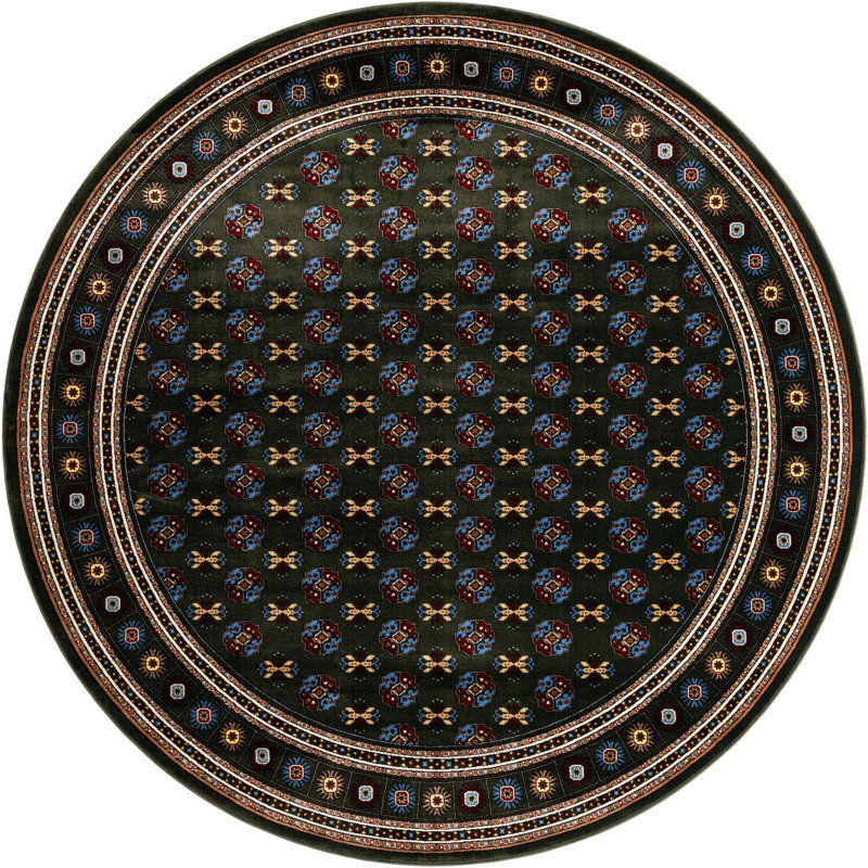 Tapis traditionnel Hinshaw vert foncé, Rond 10 pi