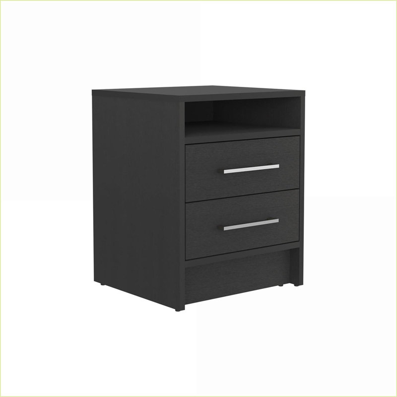 Ensemble de chambre à coucher 3 pièces: armoire + 2 tables de chevet | Noir | Panneau de particules | Bachelor Commodes
