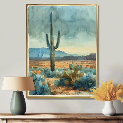Cactus vert et gris, désert, rêve I - art mural floral cactus