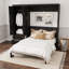 Grand lit escamotable tout-en-un avec tête de lit tapissier, armoire de rangement et tiroirs-1060703397
