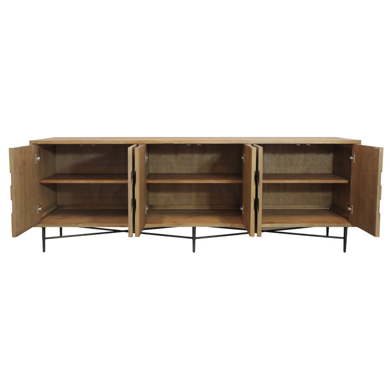 Buffet 6 portes en pin recyclé Calis, Naturel