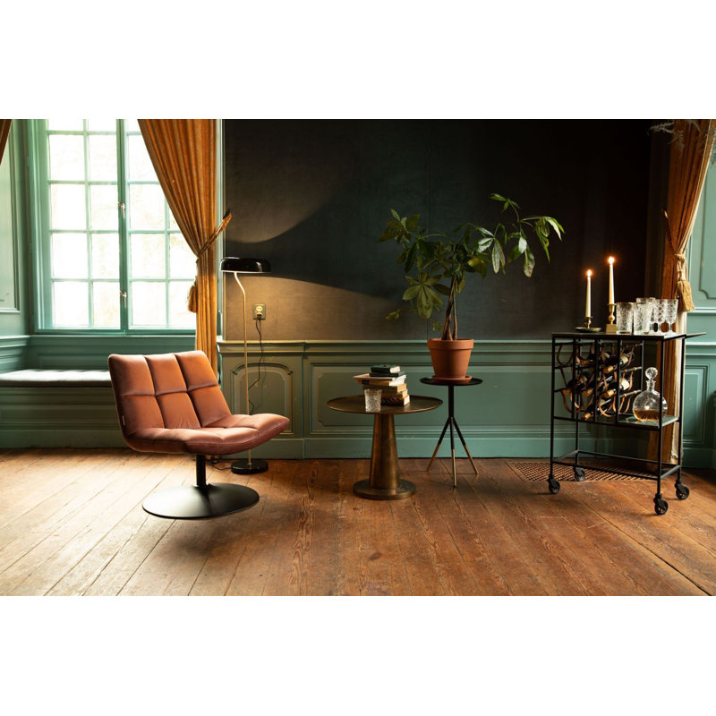 Bar Swivel Lounge Chair, Golden Brown Velvet