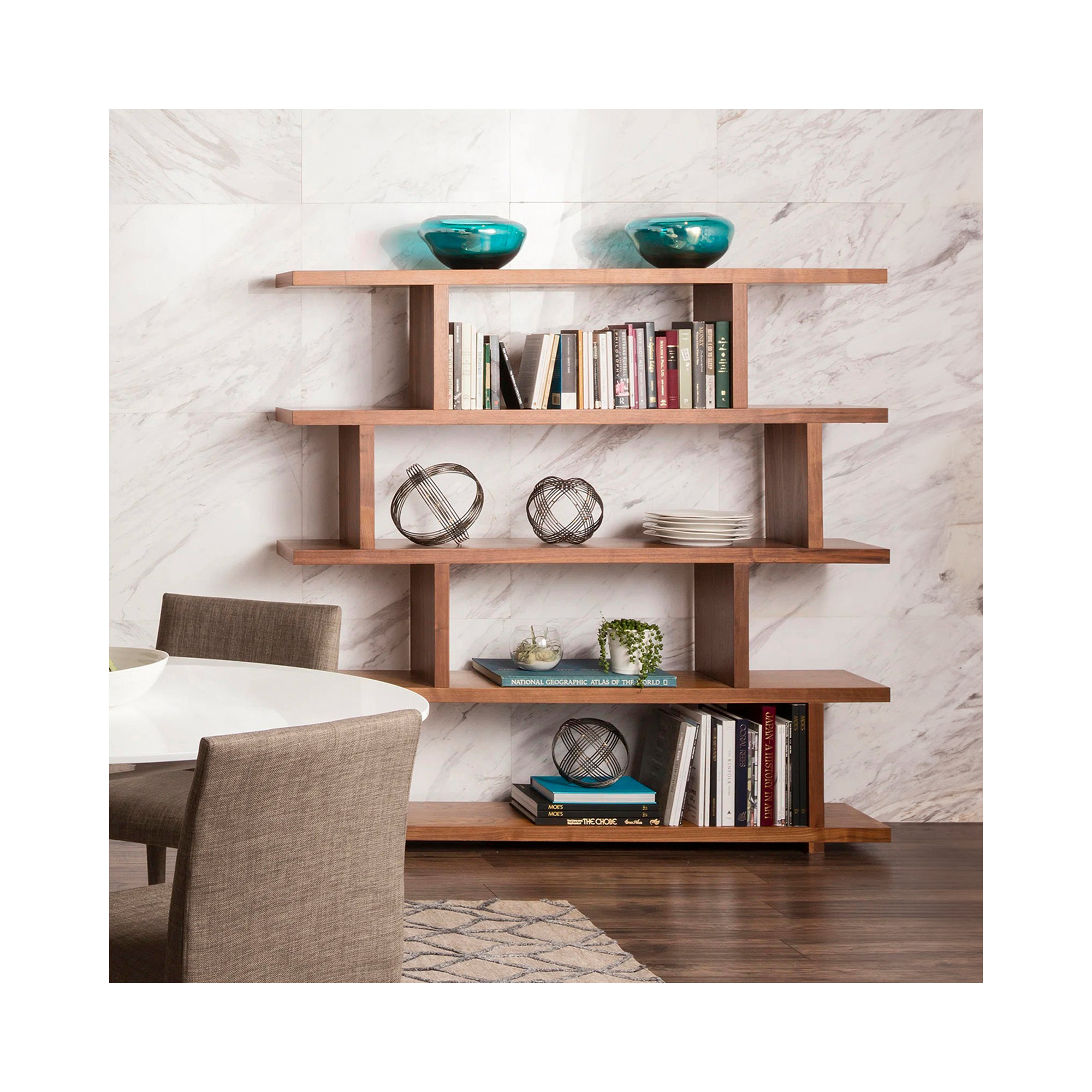 Annora Wide Bookcase, Walnut