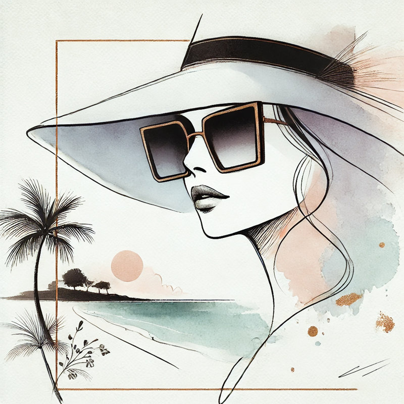 Art mural sur toile Coastal Chic with Tropical Vibes, H 12 po x l 12 po