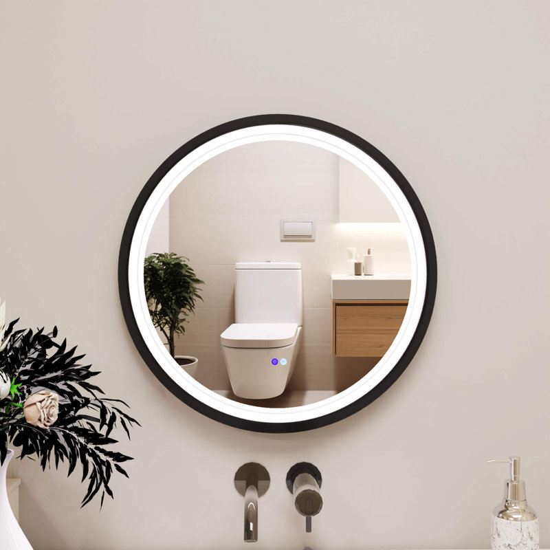 Aluminum Mirror, Black, 24" x 24"