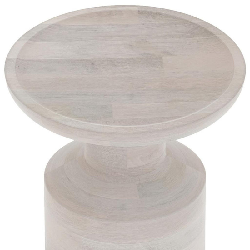 Table de bout ronde 18 po en bois massif blanc, Blanc