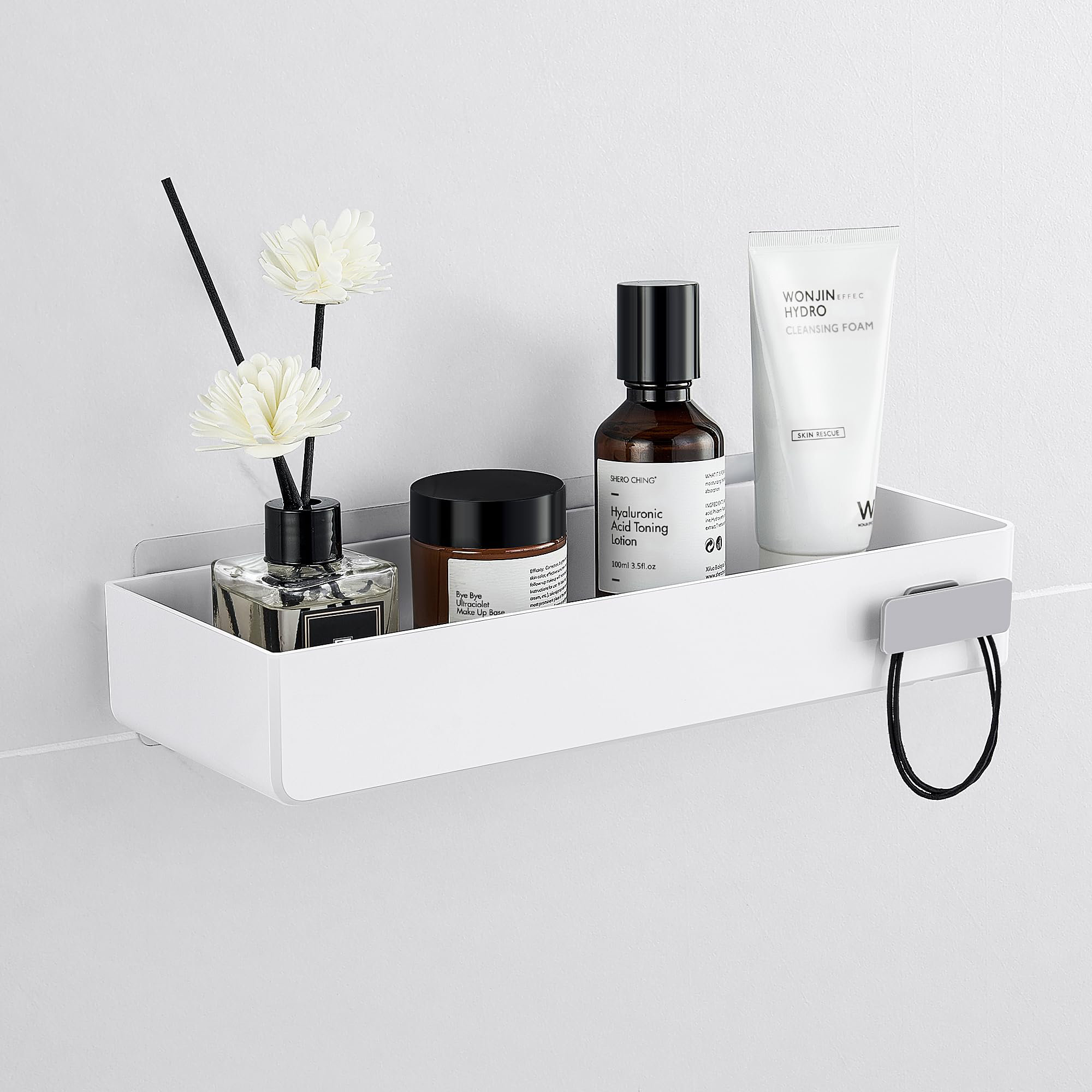 Ivy Bronx White Adhesive Bathroom Caddy Organizer For Tile Wall Mounted ...