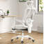 Chaise de bureau ergonomique avec repose-pieds, chaise de bureau en filet avec appui-tête, chaise d'ordinateur à haut dossier avec support lombaire réglable pour la chambre d'étude de bureau à domicile, beige-1212684514