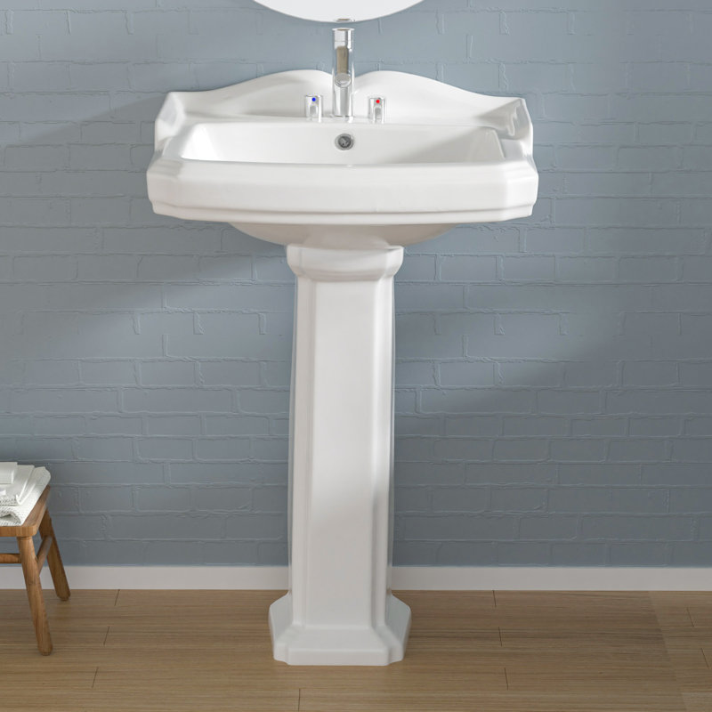 Lavabo de salle de bain piédestal rectangulaire haut 26 po avec trop-plein TOBILI
