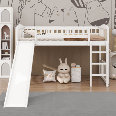 Twin Size Loft Bed With Slide And Ladder