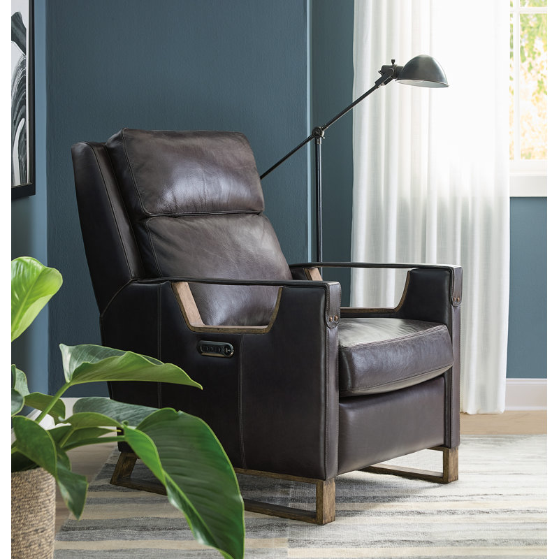 Relic Leather Glider Recliner, Graphite
