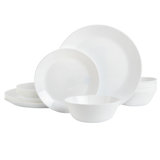 Gibson Home Ultra Break And Crack Resistant Dinnerware Set, Square: Service For 6 (18pcs), Opal Glass