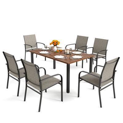 Sutiya Rectangular 7 - Piece 6 - Person 162.6Cm Outdoor Table Set