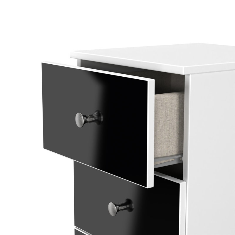 Borth 37 cm W Bedside Table, Black/White