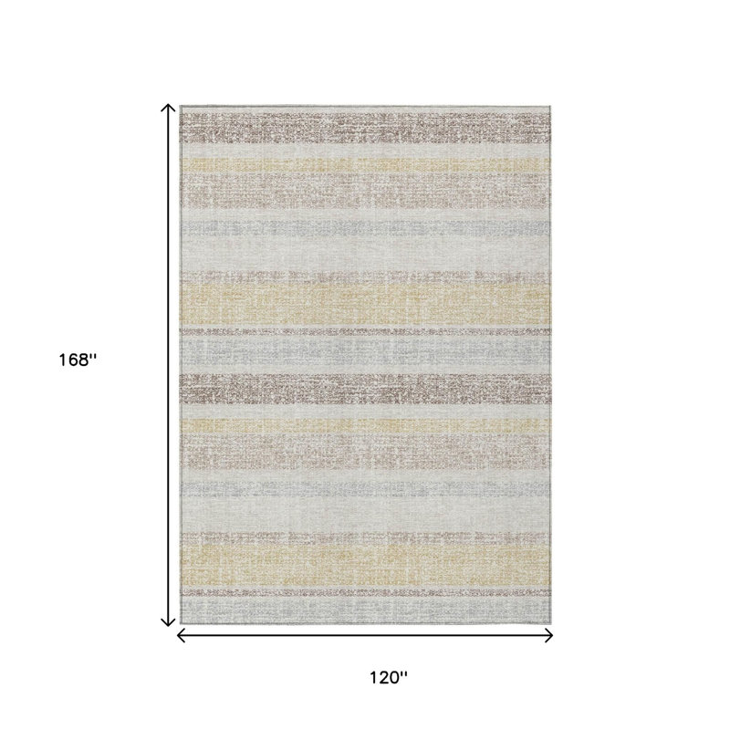 Tapis extérieur lavable rayé ivoire et beige 10 pi x 14 pi