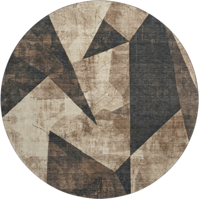 Premium Machine Washable Ashington AMF1838 Modern Rug, Round 8'