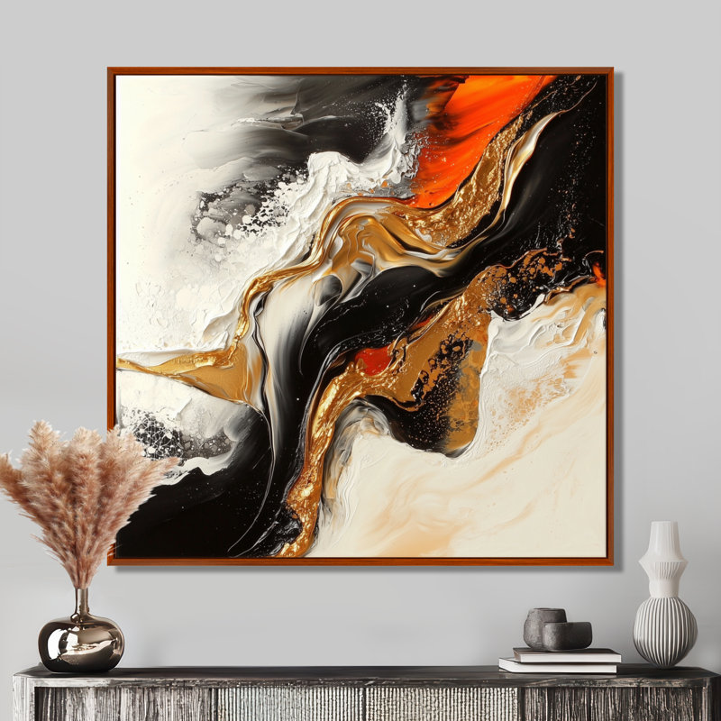 Metamorphic Form of Marble Storm I - Décoration murale abstraite en marbre, 16" H x 16" W, Brun