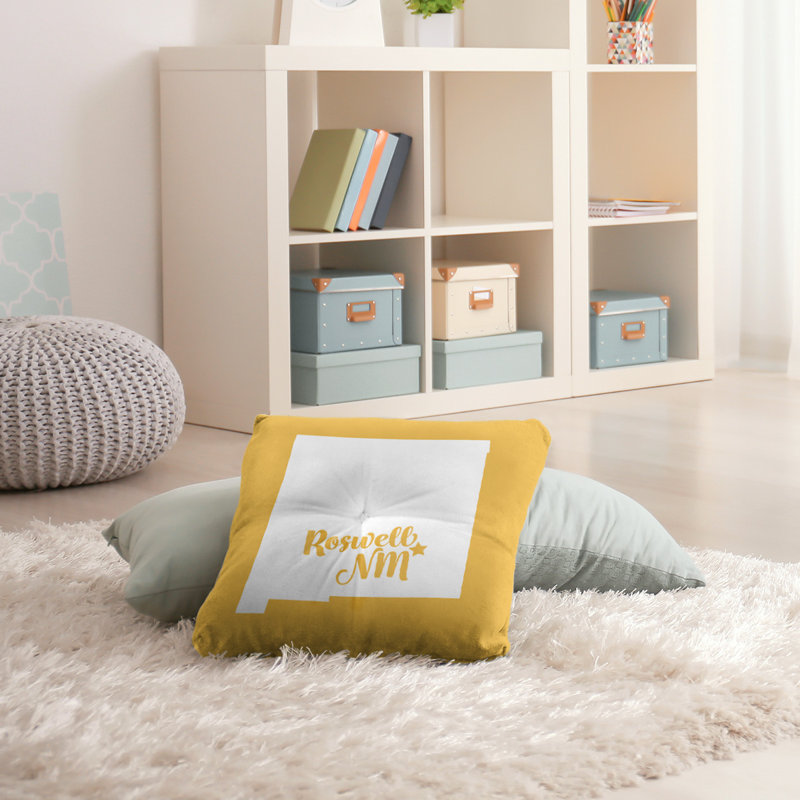 Coussin de plancher touffeté, 30 po x 30 po, Jaune, Tacoma