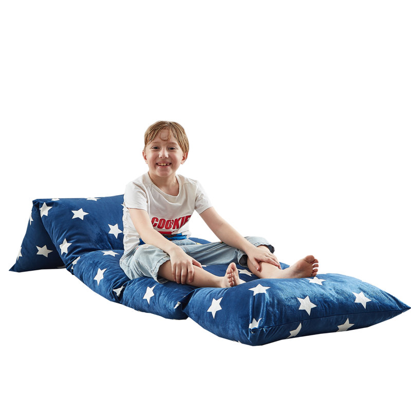 Housse de coussin pour lit Loungie 88 po x 26 po pour chambre à coucher, Microfibre / microsuède étoiles bleu marine