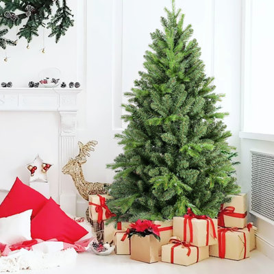 Arbre de Noël 5 pi, 756 pointes en PE +, conception à corps double, branches articulées pour une installation facile, support en métal robuste, superbes ornements suspendus arbre de 5 pi, PE mixte et aspect naturel, structure sans effort