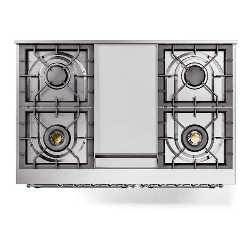 ILVE Nostalgie II 40 in Dual Fuel Range, Stainless Steel/Chrome, Natural Gas