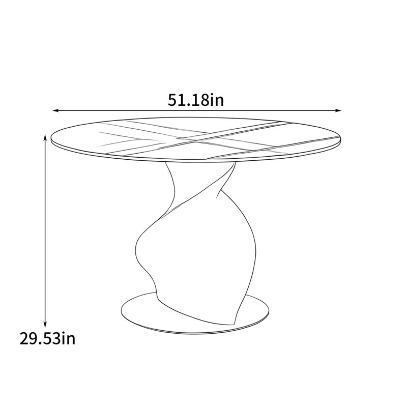 Table de salle à manger ronde et simple, H 29,53 po x L 51,18 po x l 51,18 po 