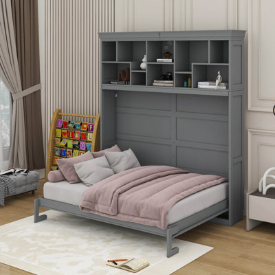 Queen Size Murphy Bed Wall Bed With Top Shelves & USB