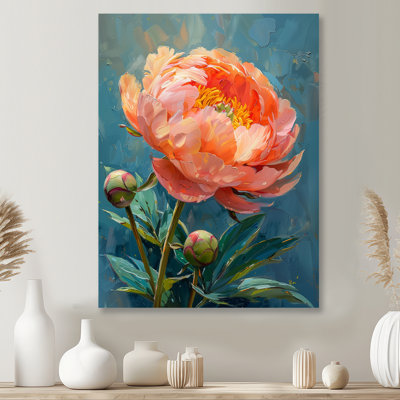 Rose et bleu, pivoines vibrantes, art mural pivoines II