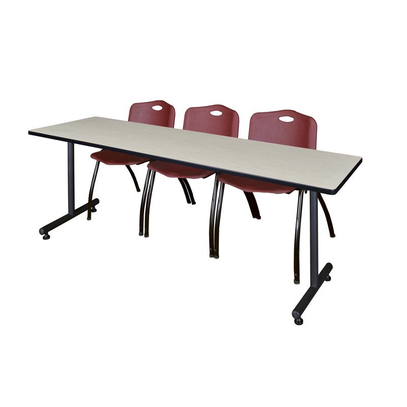 Table de formation en T Nick Nick, chaises empilables 2 M, Bourgogne, Gris