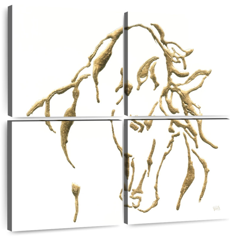 Brampt Gilded Stallion On White, 57" H x 57" W