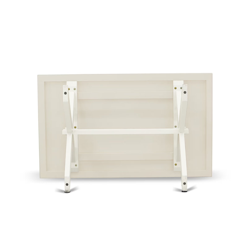 Ensemble de salle à manger 6 pièces comprenant une table rectangulaire à pattes en X, 4 chaises Parson en lin couleur crème et un banc assorti, multicolore